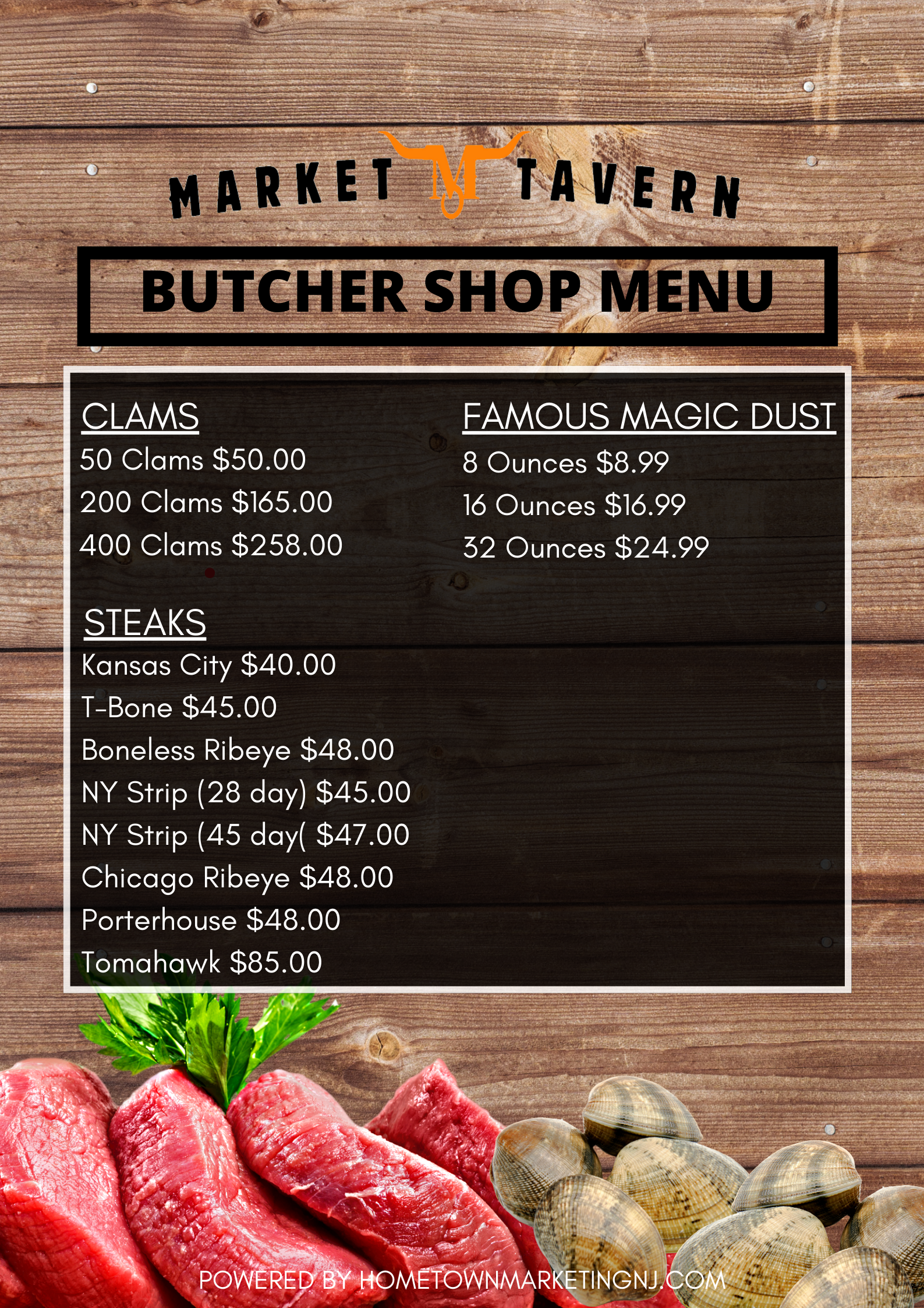 Market Tavern Butcher Menu July 2024